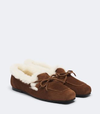 Aeyde Jasper shearling-lined suede boat shoes