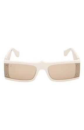 Christian Louboutin 62mm Oversize Rectangular Sunglasses in White /Gold /Zeiss Flash at Nordstrom