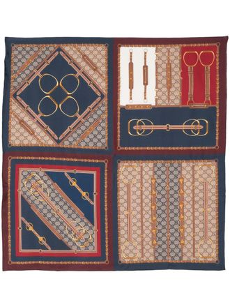 Gucci Gucci heritage-print silk scarf - unisex - Silk - One Size - Red