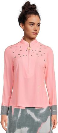 Jamie Sadock Raindrops Print Long Sleeve Sunsense Top Womens Clothing Azalea Pink : XS, Polyester/Spandex