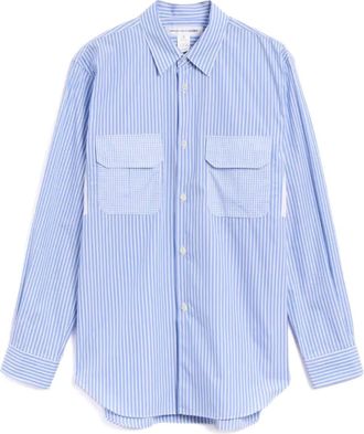 Comme Des Garçons Gestreept overhemd met zak - Blauw