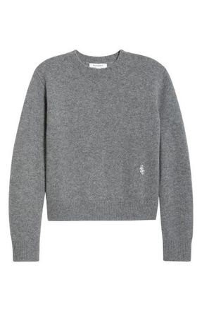 Sporty & Rich Embroidered Logo Cashmere & Wool Sweater in Cool Gray at Nordstrom, Size X-Small