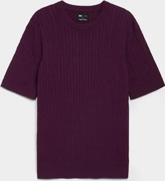 Le 31 Mens Twisted-cable short-sleeve sweater