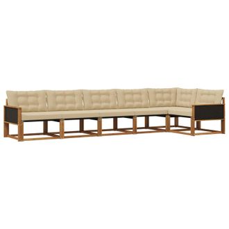 vidaXL Conjunto De Sof&aacute;s De Exterior Con Coj&iacute;n 6 Pcs Natural Y Beige Vidaxl