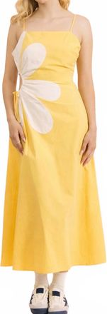 Very J Side Cutout Floral Detail Resort Midi Dress In Yellow