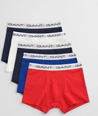 GANT Mens GANT Mens Slim Fit Stretch Cotton Jersey Trunks 5-Pack - 105 Multicolour - Red - Size: 33/32/32