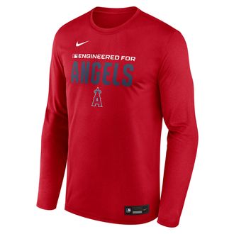 Nike Los Angeles Angels Authentic Collection Team Issue Nike Mens Dri-FIT MLB Long-Sleeve T-Shirt in Red | 02TJ62QANG-JE6