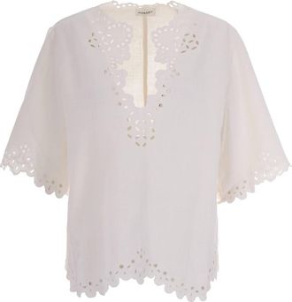 Isabel Marant Blouses, female, White, Size: 2XS Sangallo Trim Blouse