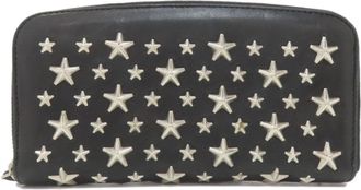 Jimmy Choo London Black Leather Long Wallet (Bi-Fold) (Pre-Owned)