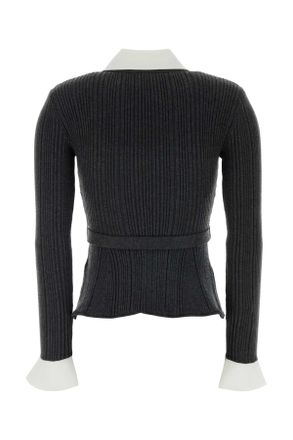 Self Portrait Womens Dark Grey Knit Cardigan Maglie Sweater