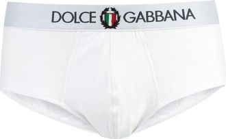 Dolce & Gabbana Logo Elastische Katoenen Briefs - Heren - Onderbroek - Wit - 2XL - Katoen - Ondergoed