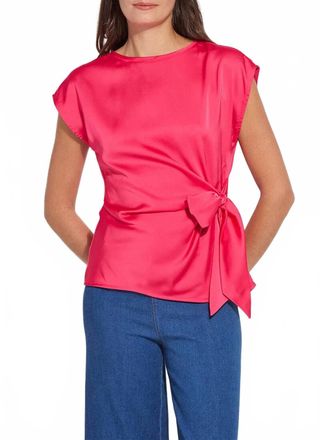 Lyss&eacute; Rosalia Tie Drape Mix Media Top In Pink Martini
