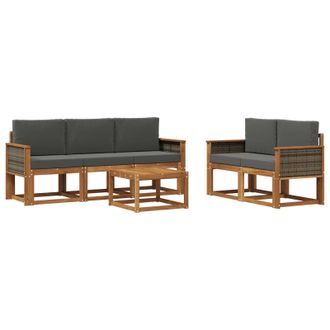 vidaXL Conjunto De Sof&aacute;s De Exterior 6 Pcs Natural Y Antracita Vidaxl
