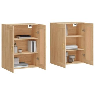 Berkfield Home Wall Mounted Cabinets 2 pcs Sonoma Oak Engineered Wood in Light Tan