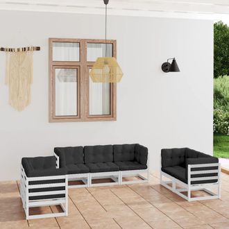 vidaXL Juego De Muebles De Jard&iacute;n 7 Pzas Y Cojines Madera Pino Maciza Vidaxl
