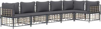 vidaXL Vidaxl - Juego De Muebles De Jard&iacute;n 6 Pzas Cojines Antracita Rat&aacute;n Pe