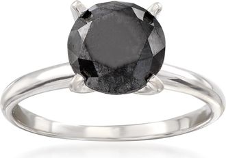 Ross-Simons Black Diamond Solitaire Ring in 14kt White Gold