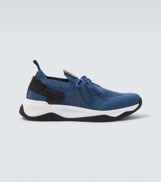Berluti Shadow leather-trimmed knitted sneakers
