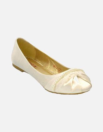 XY London Womens XY London Womens/Ladies Pearly Bridal Ballerina Flats - Cream - Size: 5