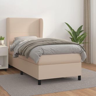 vidaXL Vidaxl - Cama Box Spring Con Colch&oacute;n Cuero Sint&eacute;tico Capuchino 100x200cm