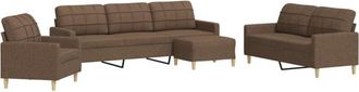 vidaXL Vidaxl - Juego De Sof&aacute;s Con Reposapi&eacute;s 4 Piezas Tela Marr&oacute;n