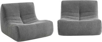 Sweeek Sof&aacute; modular en borreguito texturizado, 2 plazas, gris