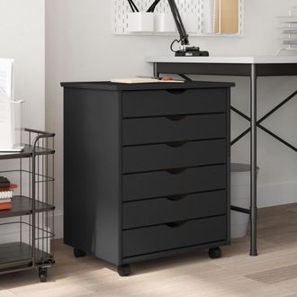 vidaXL Cajonera Con Ruedas Moss Madera Maciza De Pino Gris Vidaxl