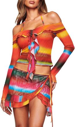 I.AM.GIA Mariska Off the Shoulder Mesh Top in Bali Stripe at Nordstrom, Size Xx-Small