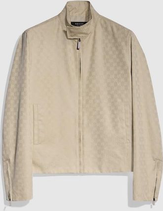 Gucci GG Cotton Canvas Jacket, Size 44, Beige, Ready-to-wear