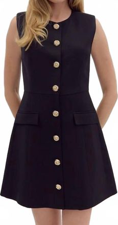 Entro Alva Structured Button Sleeveless Mini Dress In Black