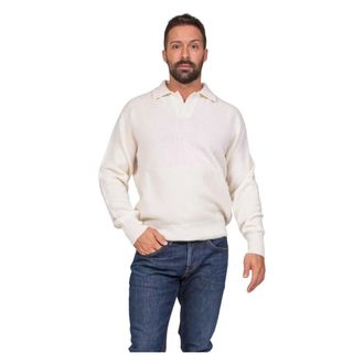 Amaranto V-neck Knitwear, male, Beige, L, Maglia con colletto a polo