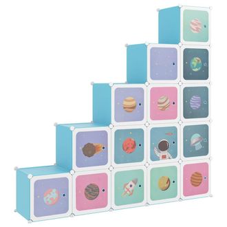 vidaXL Vidaxl - Estanter&iacute;a Infantil De Cubos Con 15 Compartimentos Azul Pp