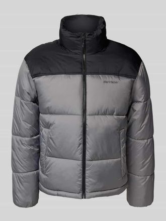 Review Steppjacke mit Label-Print in Dunkelgrau, Größe XL