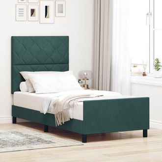 vidaXL Bed Frame with Headboard Dark green 90 x 190 cm Velvet Vidaxl
