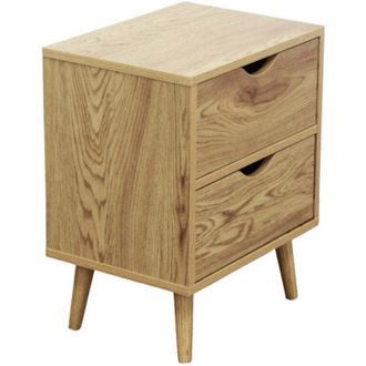 No Brand Comodino in legno naturale design moderno con cassetto e ripiano per camera da letto