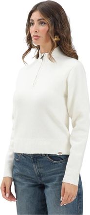 Dickies Ruston QZ Sweater - Dames - Coltruien - Wit - S - Wol - Truien & Vesten