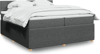 vidaXL Vidaxl - Cama Box Spring Con Colch&oacute;n Tela Gris Oscuro 200x200 Cm