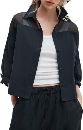 Rag & Bone Elly Crop Button-Up Shirt in Black at Nordstrom, Size X-Large