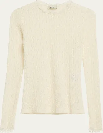 Isabel Marant Brany Stretch Lace Long-Sleeve Top