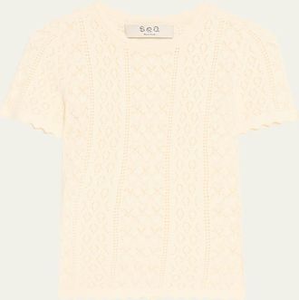 Sea New York Georgia Pointelle Knit Short-Sleeve Top