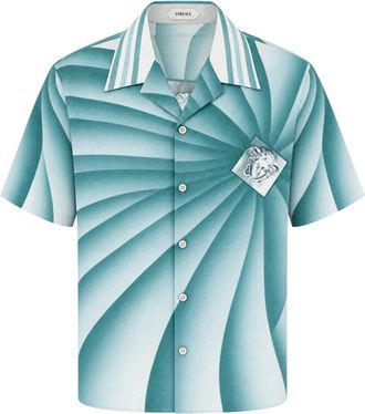 Versace Short Sleeve Shirt - Heren - Korte mouwen Overhemden - Groen - 2XL - Overhemden