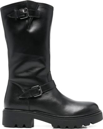 Keys buckle strap boots - women - Calf Leather/Calf Leather/Fabric/Rubber - 38 - Black