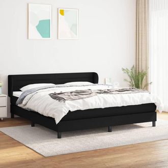 vidaXL Cama Box Spring Con Colch&oacute;n Tela Negro 160x200 Cm Vidaxl