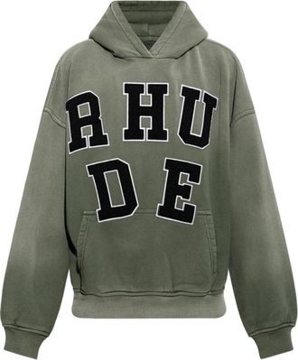 Rhude Chenille Patch Logo Hoodie - Heren - Hoodies - Groen - M - Katoen - Hoodies & sweatvesten