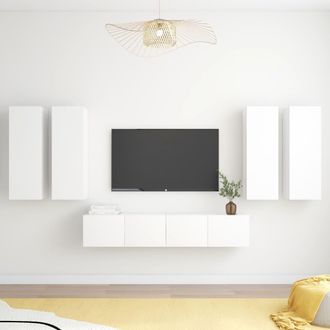 vidaXL Vidaxl - Juego De Mueble Para Tv De 6 Piezas Aglomerado Blanco
