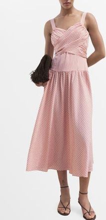 Mango Stripe Crossover Dress in Pink at Nordstrom Rack, Size 4