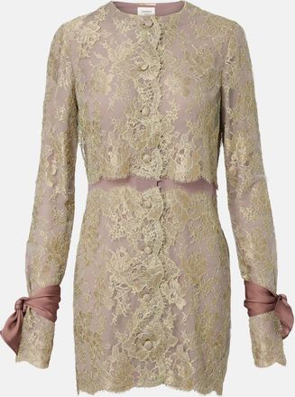 Saint Laurent Silk-trimmed lace minidress