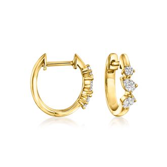 RS Pure by Ross-Simons Multi-Shaped Lab-Grown Diamond Hoop Earrings in 18kt Gold Over Sterling