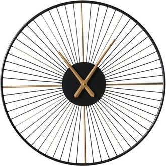 Beliani Reloj De Pared Moderno Colgante Estilo Industrial Escandinavo Estructura De Metal Negro Sazais