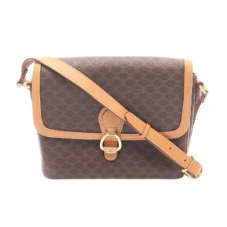 Celine Pre-owned Cross Body Bags, female, Brown, Size: ONE SIZE Pre-owned Macadam PVC Coated Canvas Leather Shoulder Bag